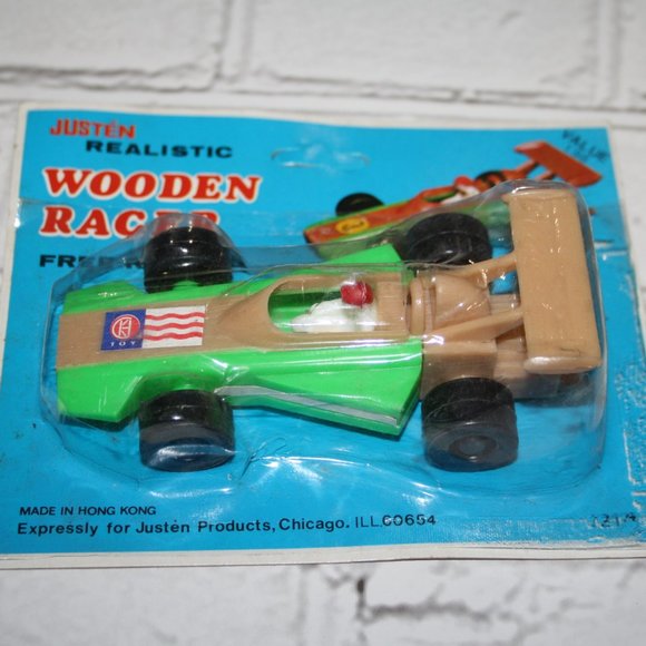 Vintage Toys Vintage Justen Realistic Wooden Racer Car In Package Poshmark
